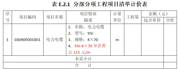 安装分部分项